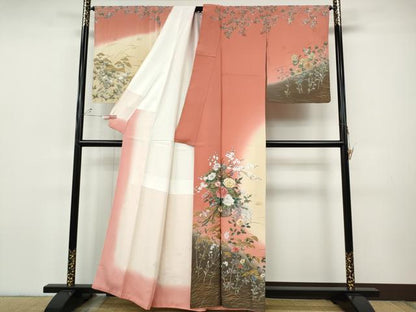 平和屋着物●英王室献上友禅作家　木下勝功　訪問着　刺繍　花籠文　暈し染め　金銀彩　正絹　逸品　CABH9923ut