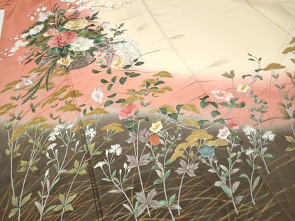平和屋着物●英王室献上友禅作家　木下勝功　訪問着　刺繍　花籠文　暈し染め　金銀彩　正絹　逸品　CABH9923ut