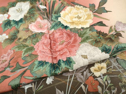 平和屋着物●英王室献上友禅作家　木下勝功　訪問着　刺繍　花籠文　暈し染め　金銀彩　正絹　逸品　CABH9923ut