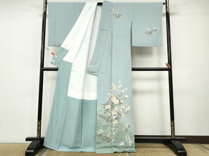 平和屋着物●中国三大刺繍　スワトウ刺繍　訪問着　枝花文　暈し染め　金彩　正絹　逸品　CABH9929ut