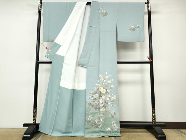 平和屋着物●中国三大刺繍　スワトウ刺繍　訪問着　枝花文　暈し染め　金彩　正絹　逸品　CABH9929ut