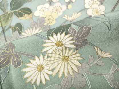 平和屋着物●中国三大刺繍　スワトウ刺繍　訪問着　枝花文　暈し染め　金彩　正絹　逸品　CABH9929ut