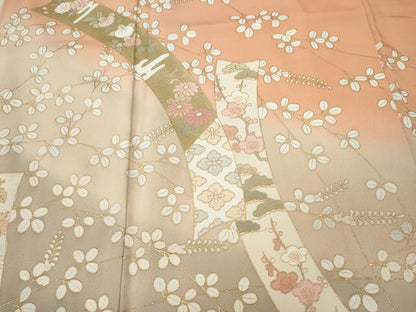 平和屋着物●訪問着　短冊草花文　暈し染め　金彩　正絹　逸品　CABH9930ut