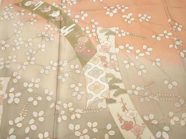 平和屋着物●訪問着　短冊草花文　暈し染め　金彩　正絹　逸品　CABH9930ut