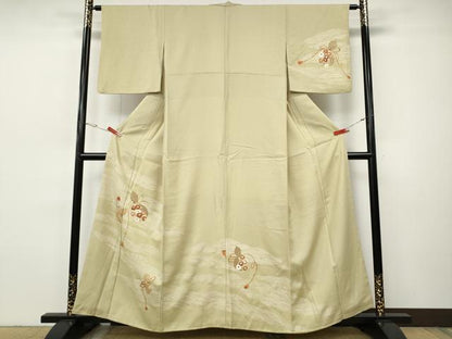 平和屋着物●訪問着　刺繍　立波瓢箪花文　金彩　正絹　逸品　CABH9931ut