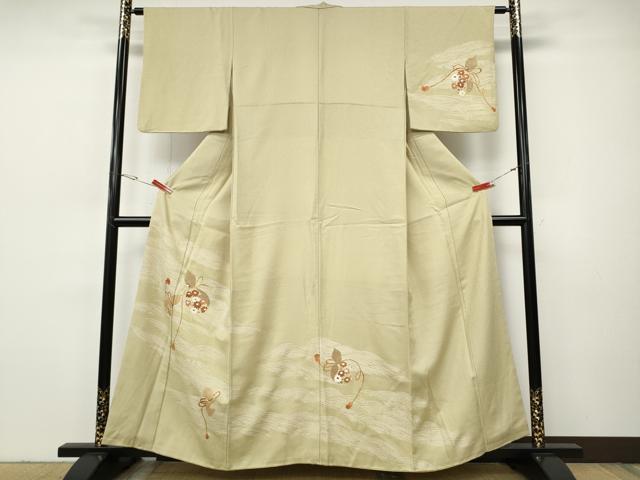 平和屋着物●訪問着　刺繍　立波瓢箪花文　金彩　正絹　逸品　CABH9931ut