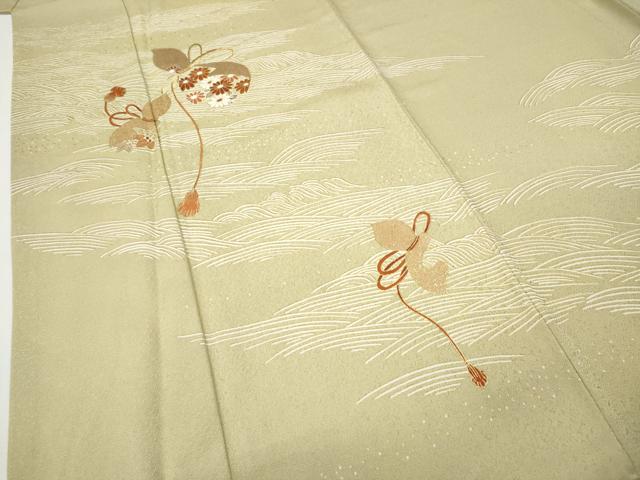 平和屋着物●訪問着　刺繍　立波瓢箪花文　金彩　正絹　逸品　CABH9931ut
