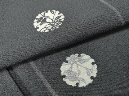 平和屋着物●上質な小紋　型染め　雪輪草花文　正絹　逸品　CABH9934ut