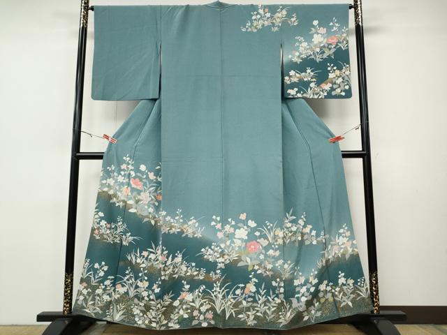 平和屋着物●訪問着　草花文　暈し染め　金彩　正絹　逸品　CABH9935ut