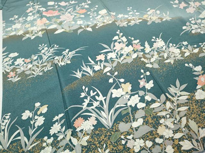 平和屋着物●訪問着　草花文　暈し染め　金彩　正絹　逸品　CABH9935ut