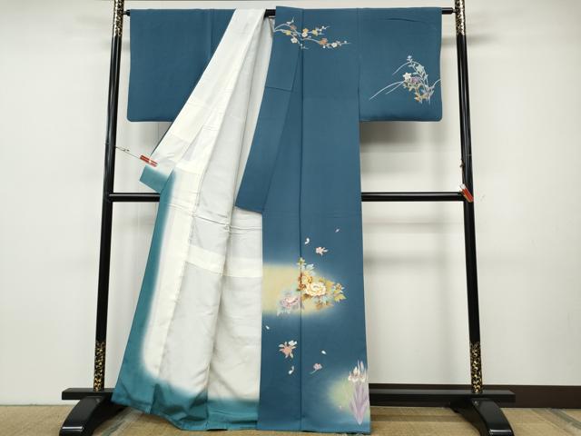 平和屋着物●訪問着　草花文　暈し染め　金彩　正絹　逸品　CABH9938ut