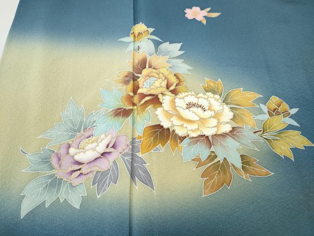 平和屋着物●訪問着　草花文　暈し染め　金彩　正絹　逸品　CABH9938ut