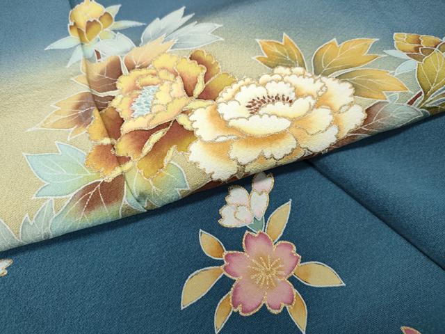 平和屋着物●訪問着　草花文　暈し染め　金彩　正絹　逸品　CABH9938ut