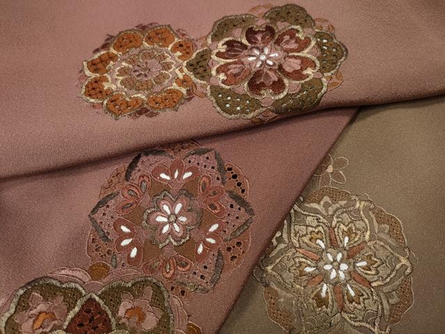平和屋着物●中国三大刺繍　スワトウ刺繍　総刺繍　訪問着　正倉院花文　暈し染め　金糸　正絹　逸品　CABH9939ut