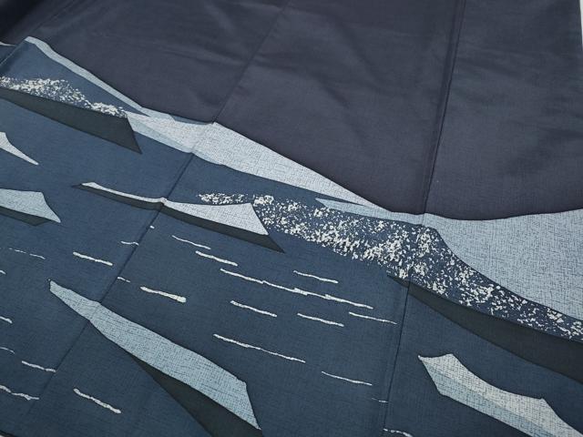 平和屋着物●訪問着　本場縞大島紬　遠山文　正絹　逸品　CABH9941ut