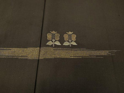 平和屋着物●訪問着　紬地　竹屋町刺繍　草花文　金彩　正絹　逸品　CABH9942ut