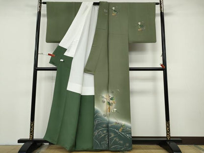 平和屋着物●螺鈿作家　藤本隆士　訪問着　螺鈿　飛鶴瓢箪蔦の葉花文　暈し染め　金銀彩　正絹　逸品　CABH9944ut