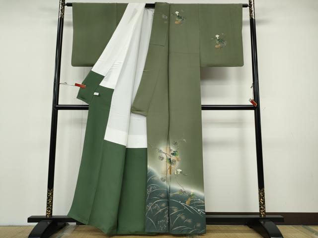 平和屋着物●螺鈿作家　藤本隆士　訪問着　螺鈿　飛鶴瓢箪蔦の葉花文　暈し染め　金銀彩　正絹　逸品　CABH9944ut