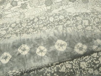 平和屋着物●訪問着　作家物　紬地　絞り　型染め　菊唐草吉祥文　正絹　逸品　CABH9945ut