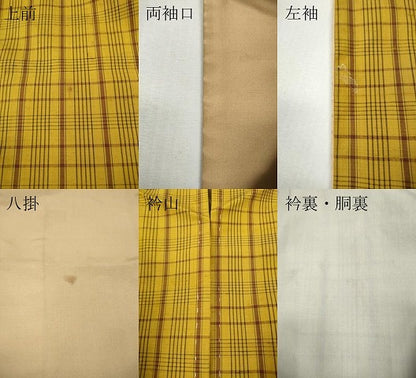 平和屋着物●無形文化財　本場黄八丈　近藤傳　草木染　手織　紬　格子柄　正絹　逸品　CABH9950ut