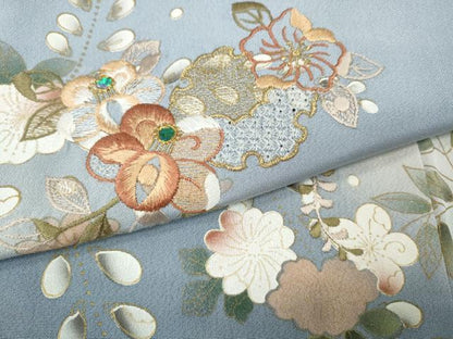 平和屋着物●中国三大刺繍　スワトウ刺繍　訪問着　螺鈿　雪輪花文　暈し染め　金彩　正絹　逸品　CABH9951ut