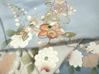 平和屋着物●中国三大刺繍　スワトウ刺繍　訪問着　螺鈿　雪輪花文　暈し染め　金彩　正絹　逸品　CABH9951ut