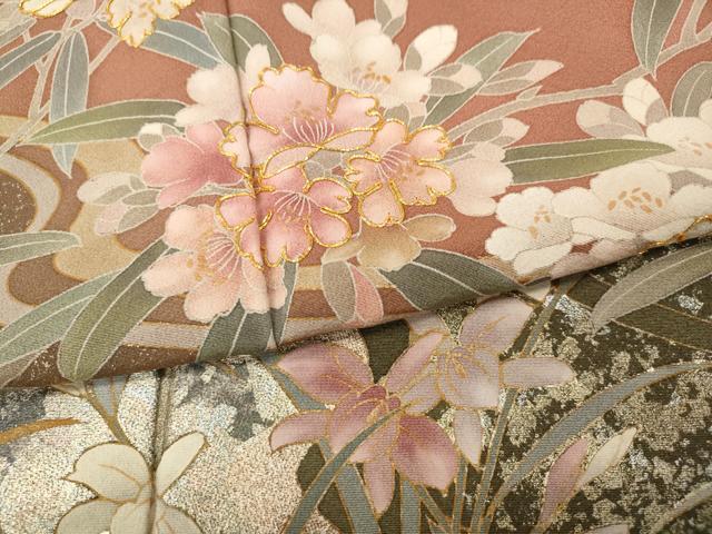 平和屋着物●訪問着　作家物　駒刺繍　流水枝花文　金銀彩　正絹　逸品　CABH9955ut