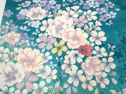 平和屋着物●豪華振袖　駒刺繍　舞花文　暈し染め　金彩　正絹　逸品　CABH9957ut
