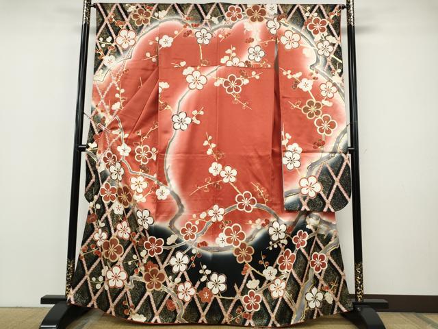 平和屋着物●豪華振袖　駒刺繍　枝梅文　暈し染め　金彩　やまと誂製　正絹　逸品　CABH9958ut