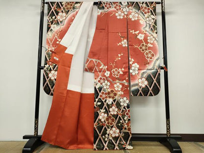 平和屋着物●豪華振袖　駒刺繍　枝梅文　暈し染め　金彩　やまと誂製　正絹　逸品　CABH9958ut