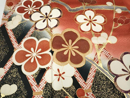 平和屋着物●豪華振袖　駒刺繍　枝梅文　暈し染め　金彩　やまと誂製　正絹　逸品　CABH9958ut
