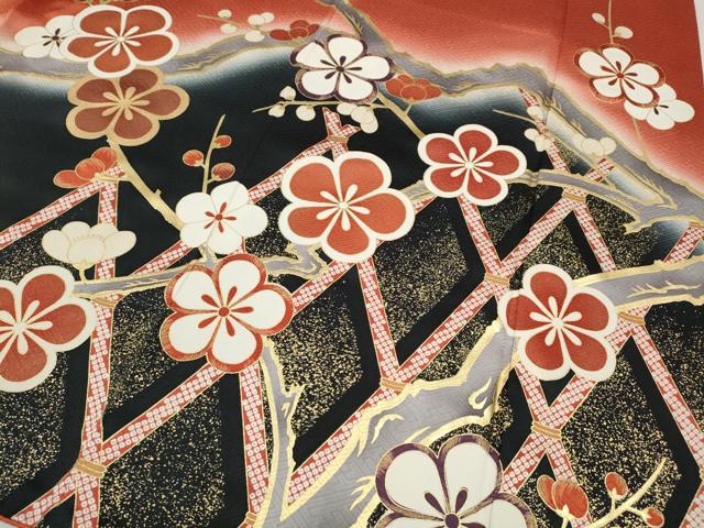 平和屋着物●豪華振袖　駒刺繍　枝梅文　暈し染め　金彩　やまと誂製　正絹　逸品　CABH9958ut
