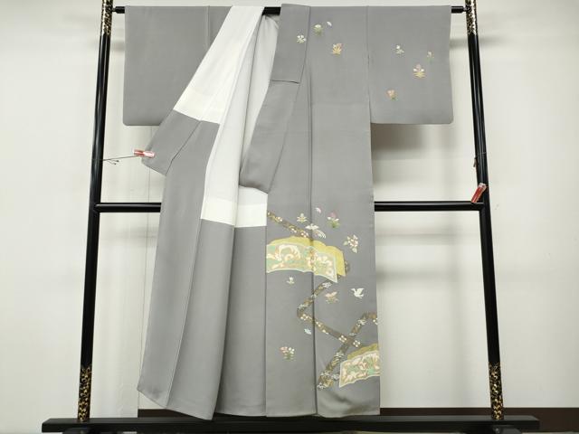 平和屋着物●訪問着　駒刺繍　飛鳥吉祥花文　金彩　正絹　逸品　CABH9963ut