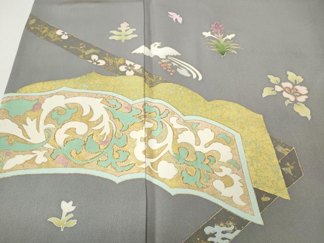 平和屋着物●訪問着　駒刺繍　飛鳥吉祥花文　金彩　正絹　逸品　CABH9963ut