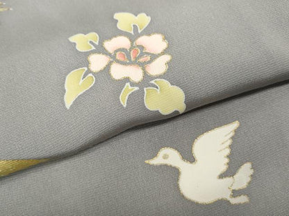 平和屋着物●訪問着　駒刺繍　飛鳥吉祥花文　金彩　正絹　逸品　CABH9963ut