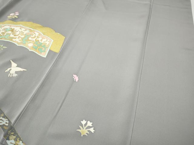 平和屋着物●訪問着　駒刺繍　飛鳥吉祥花文　金彩　正絹　逸品　CABH9963ut