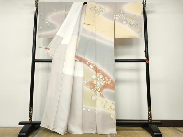 平和屋着物●訪問着　道長舞花文　暈し染め　金彩　正絹　逸品　CABH9965ut
