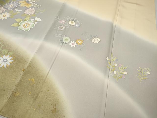 平和屋着物●訪問着　道長舞花文　暈し染め　金彩　正絹　逸品　CABH9965ut