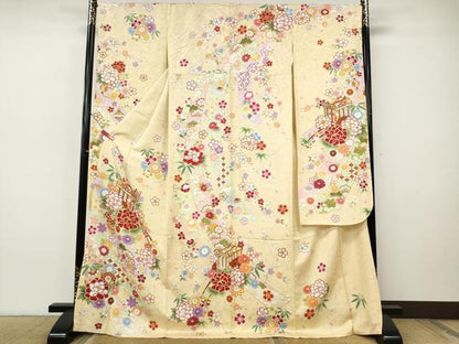 平和屋着物●豪華振袖　熨斗御所車花文　金彩　正絹　逸品　CABH9966ut