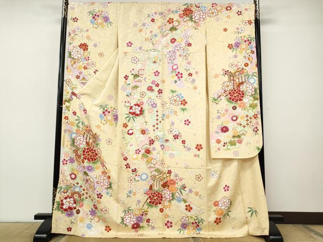 平和屋着物●豪華振袖　熨斗御所車花文　金彩　正絹　逸品　CABH9966ut