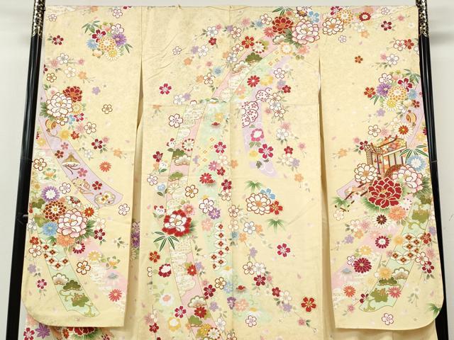 平和屋着物●豪華振袖　熨斗御所車花文　金彩　正絹　逸品　CABH9966ut