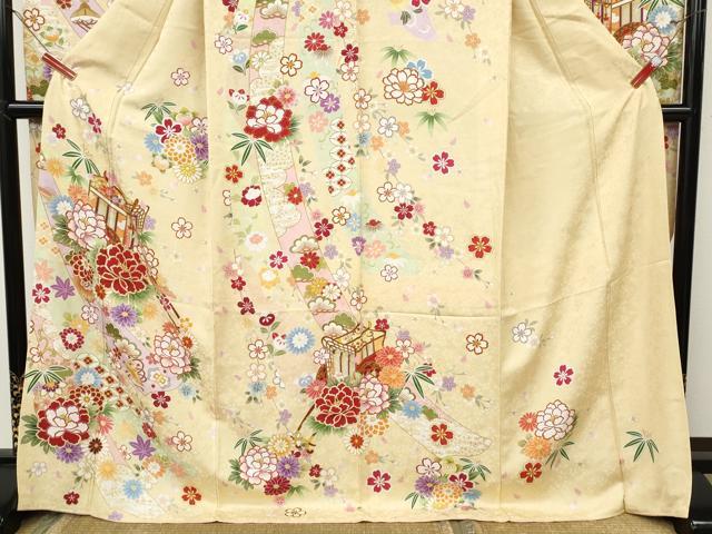 平和屋着物●豪華振袖　熨斗御所車花文　金彩　正絹　逸品　CABH9966ut