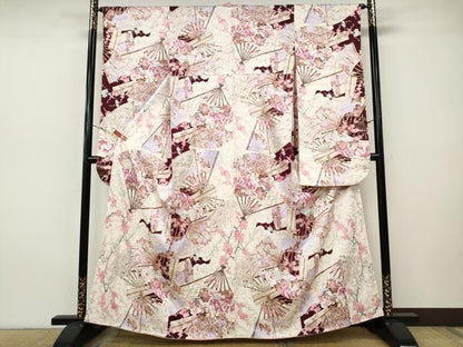 平和屋着物●豪華振袖　扇面花文　正絹　逸品　CABH9967ut