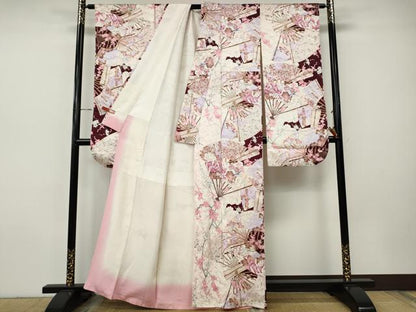 平和屋着物●豪華振袖　扇面花文　正絹　逸品　CABH9967ut