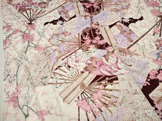 平和屋着物●豪華振袖　扇面花文　正絹　逸品　CABH9967ut
