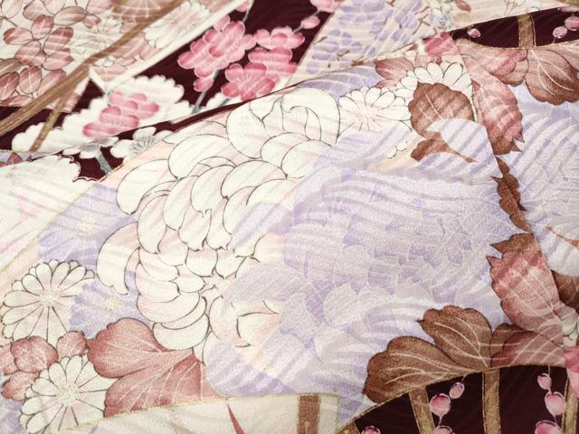 平和屋着物●豪華振袖　扇面花文　正絹　逸品　CABH9967ut