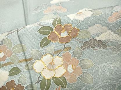 平和屋着物●訪問着　駒刺繍　渡橋草花文　暈し染め　正絹　逸品　CABH9970ut
