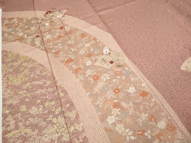 平和屋着物●訪問着　刺繍　地紙花文　金彩　正絹　逸品　CABH9972ut