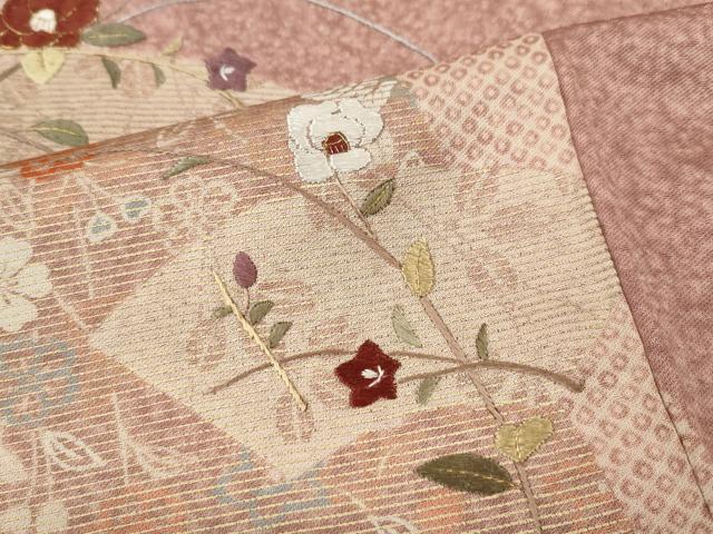 平和屋着物●訪問着　刺繍　地紙花文　金彩　正絹　逸品　CABH9972ut