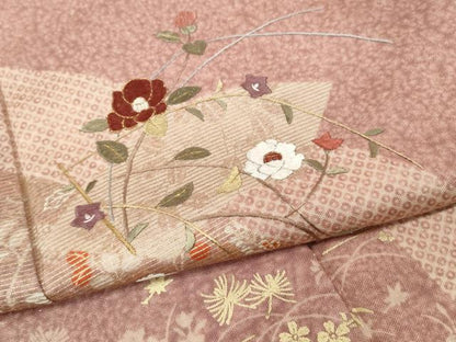 平和屋着物●訪問着　刺繍　地紙花文　金彩　正絹　逸品　CABH9972ut
